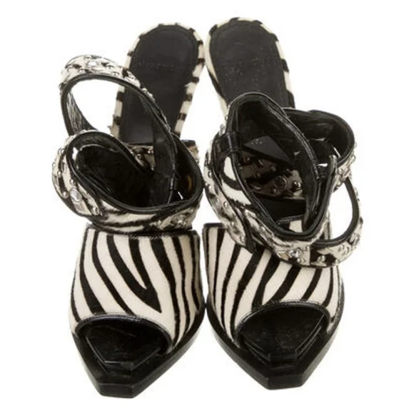 Givenchy Zebra Rhinestone Hair Print Stilletto Heels Size 40 9 - Picture 3 of 5